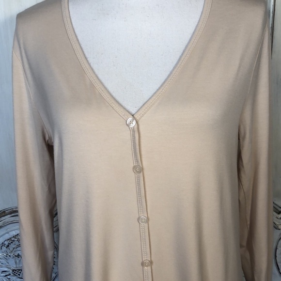 Emerette Deep V Neck Long Sleeve Soft Basic Jersey Knit Top Size Large - Picture 4 of 10